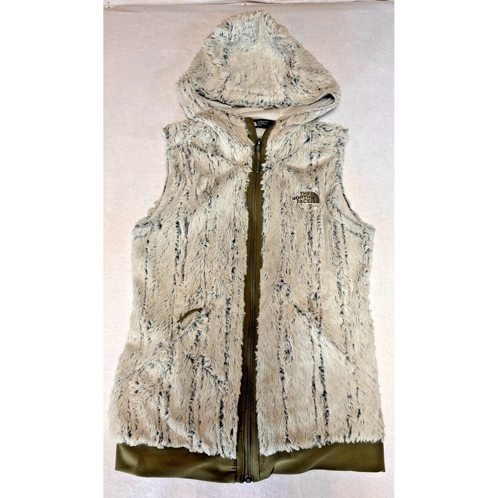 The North Face Women's Hooded Faux Fur Full Zip Vest Zipped Pockets Sz XS/TP